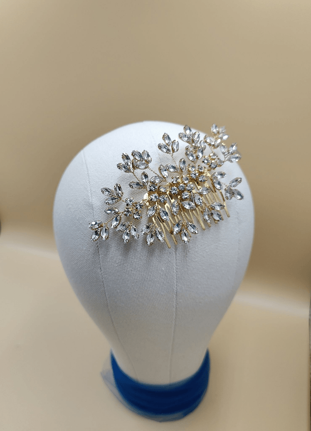 Bijoux de cheveux strass cristaux bleu royale, argent or ou rose or, peigne de cheveux