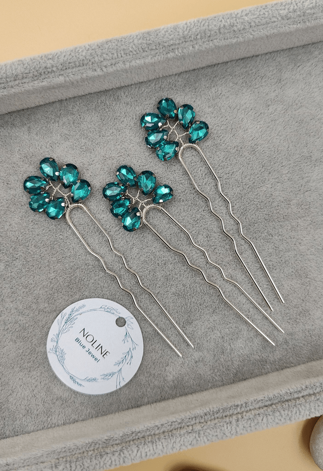 Pics à cheveux argenté avec cristaux de verre brillant, épingles à cheveux strass brillant, accessoires de mariée