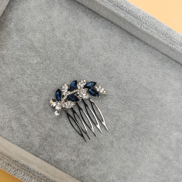 Petit peigne à cheveux strass bleu ou rouge