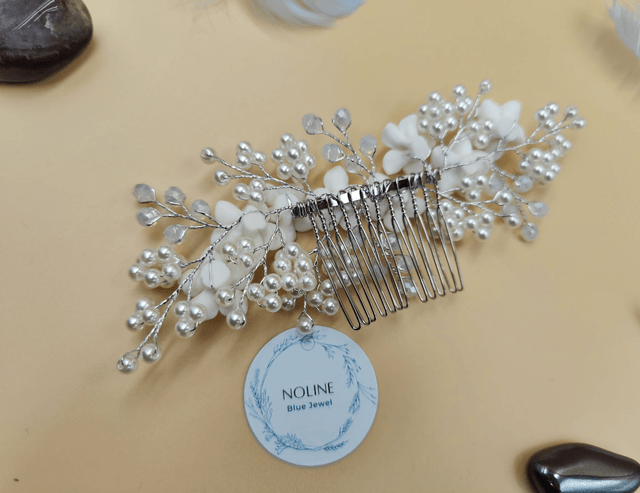 Bijoux cheveux fleurs en pâte polymère et perles, peigne à cheveux fleurs polymères