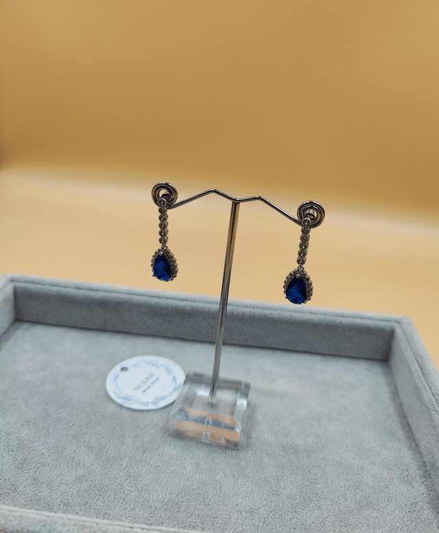 Boucles d'oreilles pendantes zircon bleu marine ou clair, boucles d'oreille bleu marine ou clair
