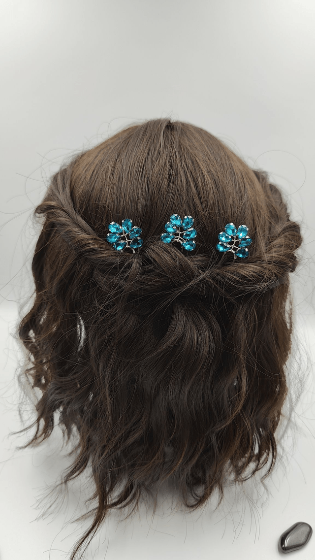 Pics à cheveux argenté avec cristaux de verre brillant, épingles à cheveux strass brillant, accessoires de mariée