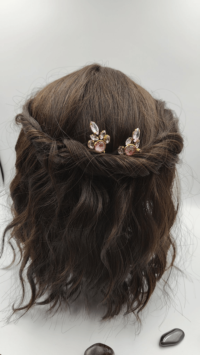 Épingles à cheveux rose ou bleu, Lot de Deux épingles avec cabochon couleurs au choix bleu ou rose