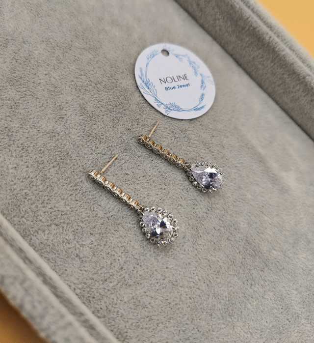 Boucles d'oreilles pendantes zircon bleu marine ou clair, boucles d'oreille bleu marine ou clair