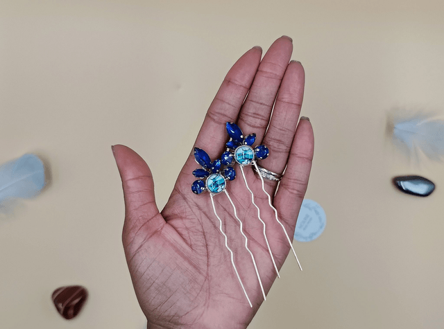 Épingles à cheveux rose ou bleu, Lot de Deux épingles avec cabochon couleurs au choix bleu ou rose