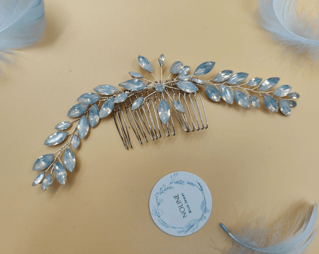 Vigne de cheveux strass bleu opale, bijoux de cheveux cristal bleu opale