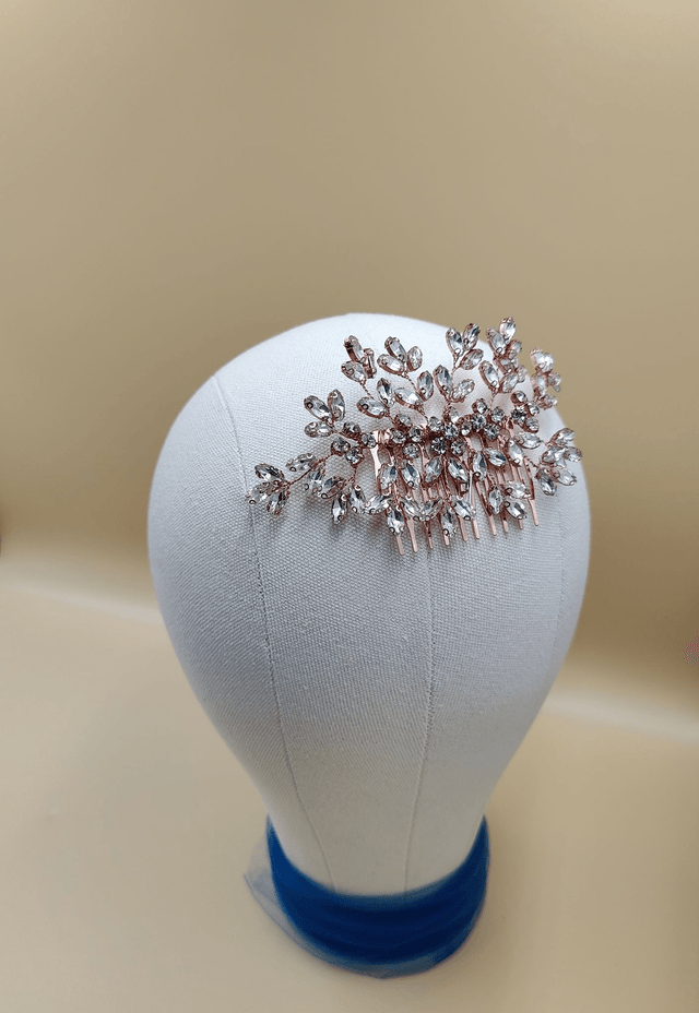Bijoux de cheveux strass cristaux bleu royale, argent or ou rose or, peigne de cheveux