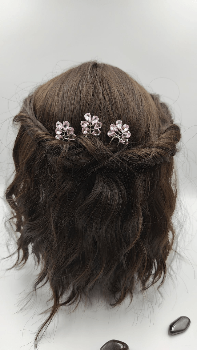 Pics à cheveux argenté avec cristaux de verre brillant, épingles à cheveux strass brillant, accessoires de mariée