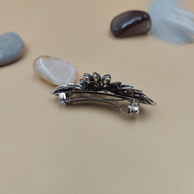 Barrette noire avec strass bleus - Accessoire élégant et sophistiqué pour cheveux