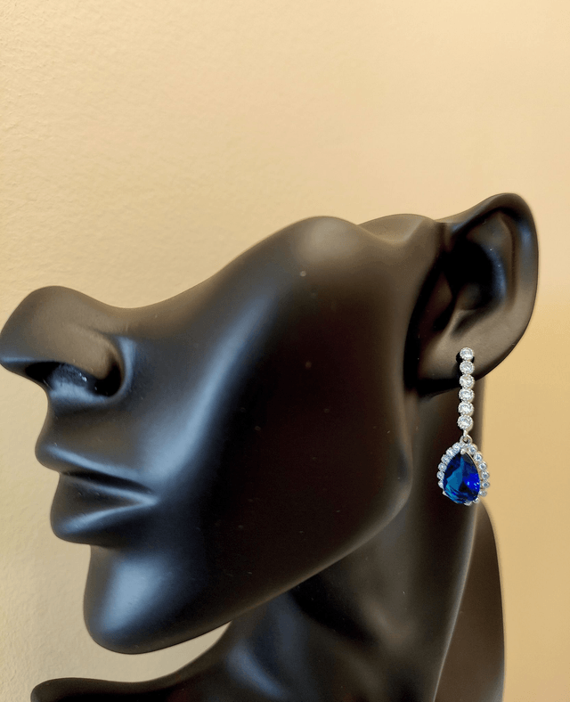 Boucles d'oreilles pendantes zircon bleu marine ou clair, boucles d'oreille bleu marine ou clair