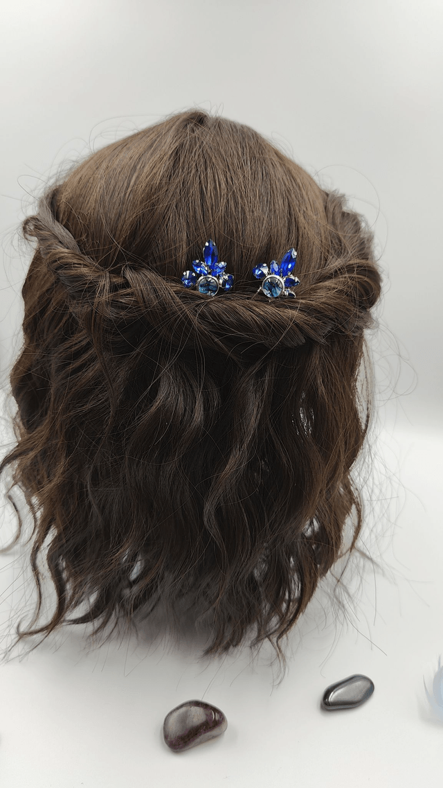 Épingles à cheveux rose ou bleu, Lot de Deux épingles avec cabochon couleurs au choix bleu ou rose