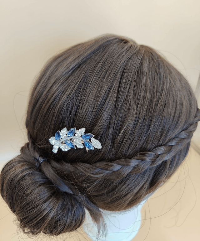 Petit peigne à cheveux strass bleu ou rouge