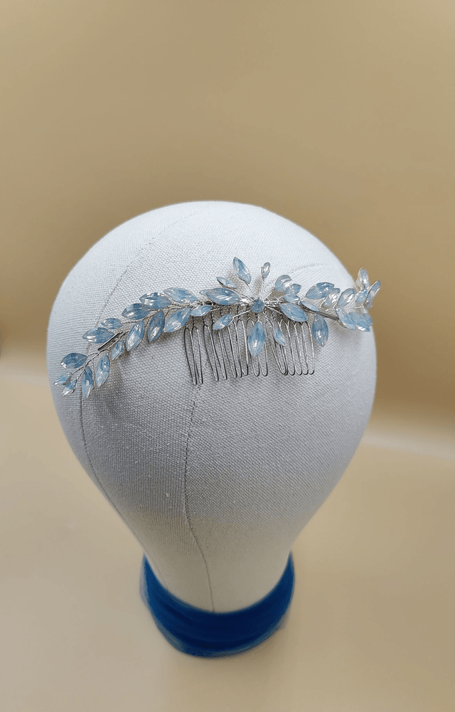 Vigne de cheveux strass bleu opale, bijoux de cheveux cristal bleu opale