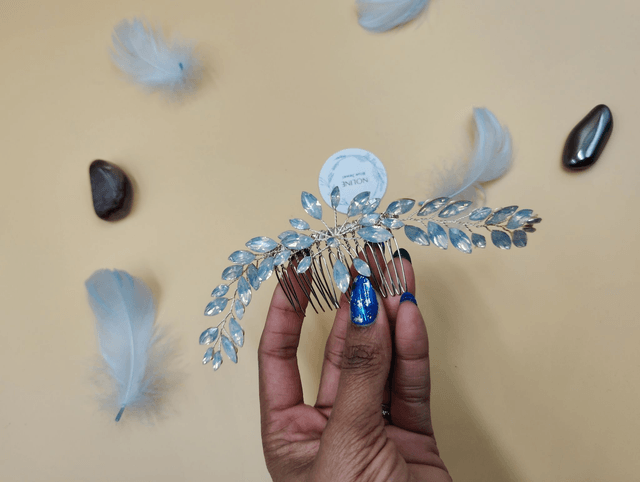 Vigne de cheveux strass bleu opale, bijoux de cheveux cristal bleu opale