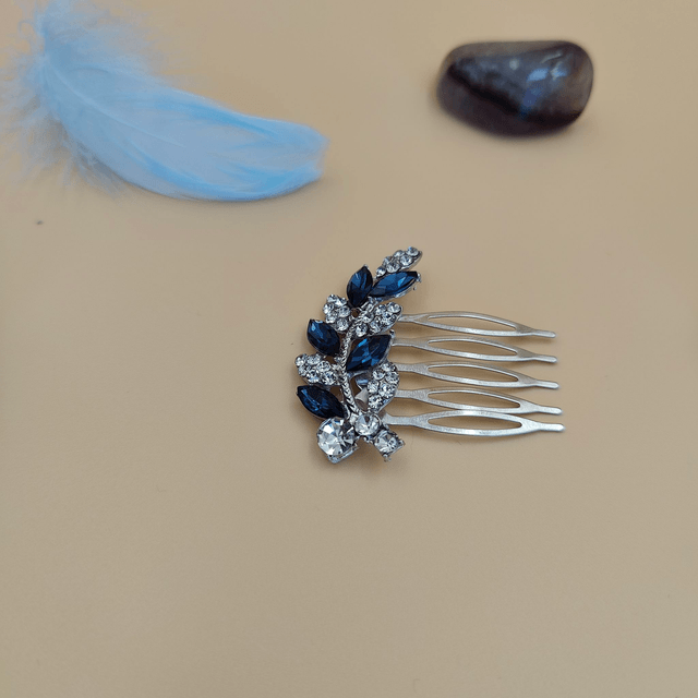 Petit peigne à cheveux strass bleu ou rouge